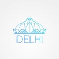 World famous Lotus Temple. Greatest Landmarks of Asia. Linear modern style vector icon symbol of New Delhi, India.