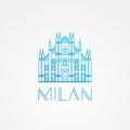 World famous Milan Cathedral. Greatest Landmarks of europe. Linear modern style vector icon symbol of Italy. Royalty Free Stock Photo