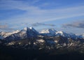 World famous mountain range Eiger, Monch and Jungfrau. View from Mount Brienzer Rothorn. Eiger North Face Royalty Free Stock Photo