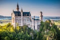 World-famous Neuschwanstein Castle in beautiful evening light, Fussen, Germany