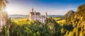 World-famous Neuschwanstein Castle in beautiful evening light, Fussen, Germany Royalty Free Stock Photo