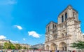 World famous Notre Dame cathedral on a sunny day Royalty Free Stock Photo