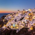 Oia village at sunset, Santorini island, Greece. Royalty Free Stock Photo