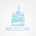 World famous St. Basil Cathedral. Greatest Landmarks of europe.. Linear vector icon for Moscow Russia. Royalty Free Stock Photo