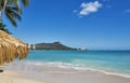 World famous Waikiki Beach with Diamond Head on the Hawaiian island of Oahu. Royalty Free Stock Photo