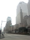 World Financial Center Buildings on West Street in Manhattan, New York. Royalty Free Stock Photo