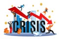 World financial crisis, economic fall vector illustration. Going down graph of finance, business bancrupcy. Concept for Royalty Free Stock Photo