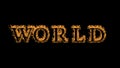 World fire text effect black background Royalty Free Stock Photo