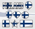 Finland Flag Vector Icon Set