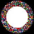 World flags circle frame over black background Royalty Free Stock Photo