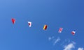 World flags in the clear blue sky