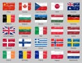 National official colors flags of european countries and some big world countries. Royalty Free Stock Photo