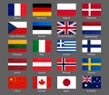 World flags collection with names. National official colors flags of european countries Royalty Free Stock Photo