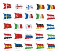 World flags collection on white