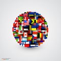 World flags in form of sphere. Royalty Free Stock Photo