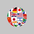 World flags globe. International business. Vector flat Royalty Free Stock Photo