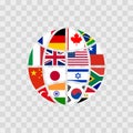 World flags globe. International business. Vector flat Royalty Free Stock Photo