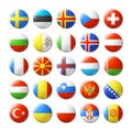 World flags round badges, magnets. Europe. Royalty Free Stock Photo