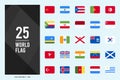 25 World Flags Rounded Square . icons Pack. vector illustration Royalty Free Stock Photo