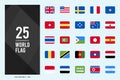 25 World Flags Rounded Square . icons Pack. vector illustration Royalty Free Stock Photo