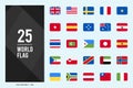 25 World Flags Rounded Square . icons Pack. vector illustration Royalty Free Stock Photo