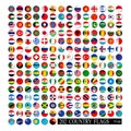 World flags set, round icons with shadow isolated vector illustration Royalty Free Stock Photo