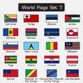 World flags set 7 . simple style and flat design . thick outline . Royalty Free Stock Photo