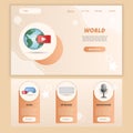 World flat landing page website template. Video, keyboard, microphone. Web banner with header, content and footer Royalty Free Stock Photo
