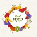 World Food Day card of flat fruit icons Royalty Free Stock Photo