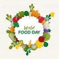 World Food Day card of flat vegetable icons Royalty Free Stock Photo