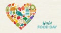 World Food Day card of fruit and vegetable icons
