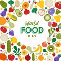World Food Day card with vegetables and fruit Royalty Free Stock Photo