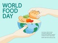 World Food Day. Eco friendly environment concept to planet or reduce global warming for behavior responsible eating and stop