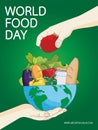 World Food Day. Eco friendly environment concept to planet or reduce global warming for behavior responsible eating and stop