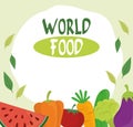 World food day, healthy lifestyle fruits vegetables diet poster