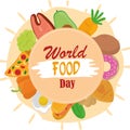 World food day, healthy lifestyle meal frame with circle shape