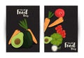 World food day poster with vegetables in black and white background