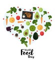 World food day poster with vegetables in heart shape