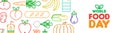 World Food Day web banner of outline icons