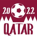 World football championship in Qatar 2022. Soccer ball circle sticker with Qatar flag colors for world cup flyer, banner