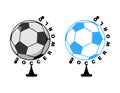 World football. Globe ball game. Sports accessory as earth sphere. Scope football game Royalty Free Stock Photo