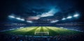 world football stadium arena green goal soccer light game sport. Generative AI.