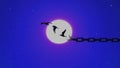 World freedom day concept: Birds broken chains flying Away at Night Full Moon with Starry Sky background. FREEDOM Royalty Free Stock Photo