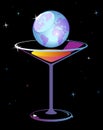 World in glass of martini Royalty Free Stock Photo