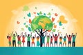 World global connect people togetherness Unity International concept. save earth. eco concept Royalty Free Stock Photo