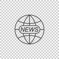 World and global news concept icon isolated on transparent background. World globe symbol. News sign icon. Journalism Royalty Free Stock Photo