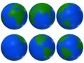 Blue and green earth globe icons