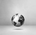 World globe, black earth map, isolated on white. Square background Royalty Free Stock Photo