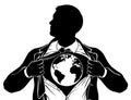 World Globe Business Superhero Tearing Shirt Chest