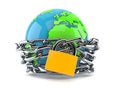 World globe with chain